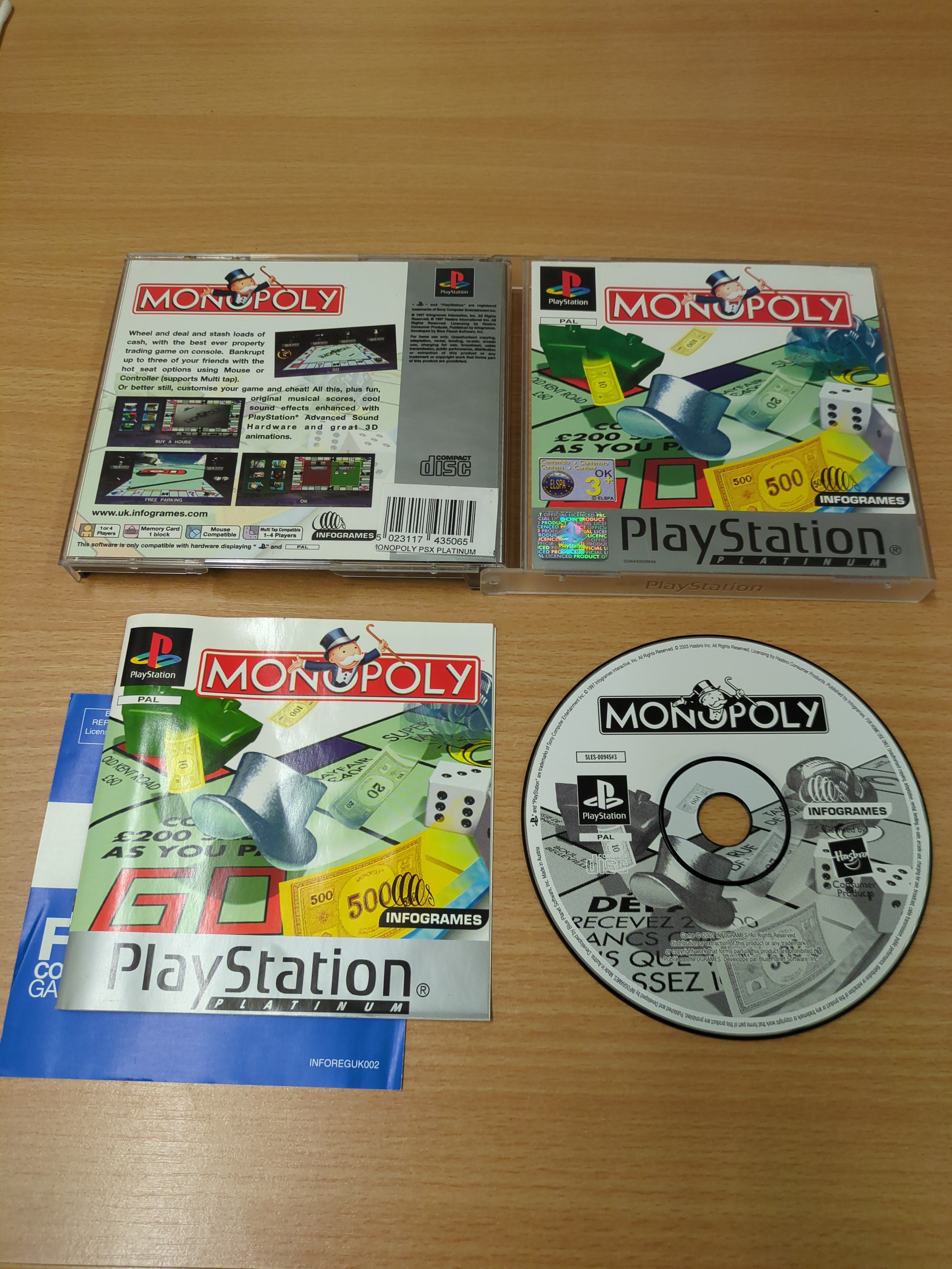 Monopoly Platinum Sony PS1 game Monopoly Platinum Sony PS1 game